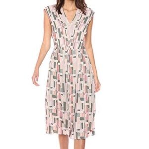 Dear Drew Pleated Elegant Multicolor Midi Dress Size 6 NWT